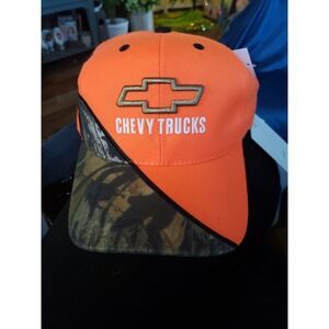 NWT Chevrolet Chevy Trucker Baseball Hat Cap Orange/Camo Checkered Flag Sports